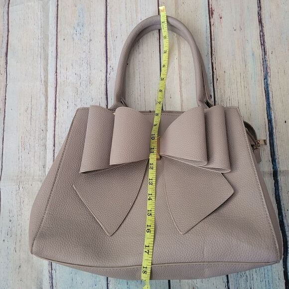 Grossi Womens Blush Pink Solid Double Bow Adjustable Strap Shoulder Satchel Bags - Picture 15 of 16